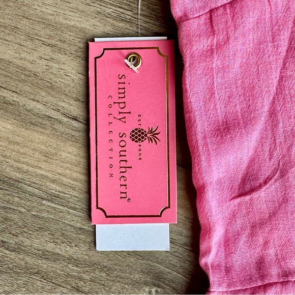 Simply Southern Pink Embroidered Flowers Rickrack Trim Sleeveless Dress Size XL - Picture 7 of 16